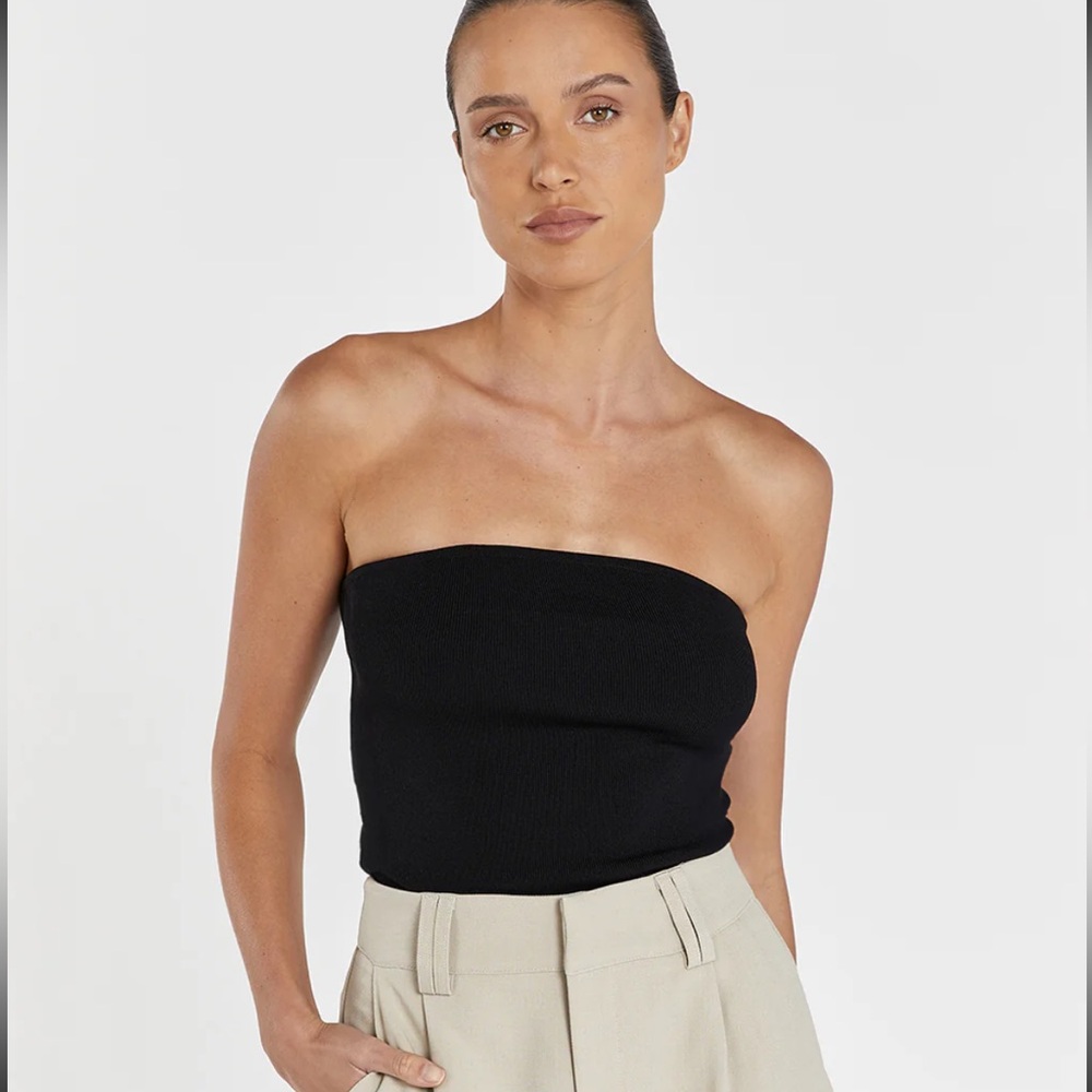 DISSH VERA BLACK KNIT BANDEAU TOP